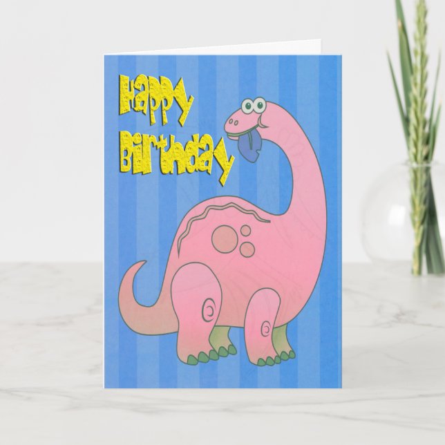 Happy Birthday Pink Dinosaur Card (Front)