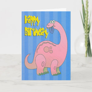 Happy Birthday Pink Dinosaur Card