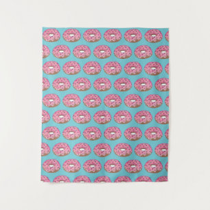 Happy Birthday Pink Doughnut Doughnut Birthday Par Tapestry