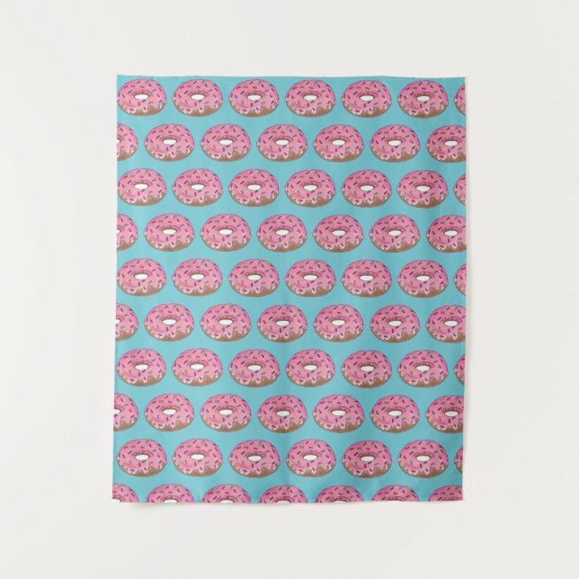 Happy Birthday Pink Doughnut Doughnut Birthday Par Tapestry (Front)