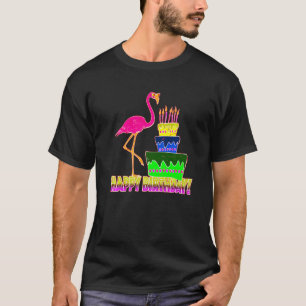 Happy Birthday Pink Flamingo With Glasses And Birt T-Shirt