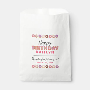 HAPPY BIRTHDAY Pink Iced Doughnuts Custom Name Par Favour Bag
