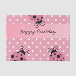 Happy Birthday Pink Ladybug Polka Dot Tissue Paper