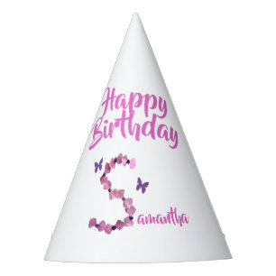 Happy Birthday Pink Letter S Initial Monogram Party Hat