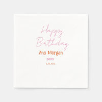 HAPPY BIRTHDAY PINK ORANGE NAME SIMPLE YEAR PLACE