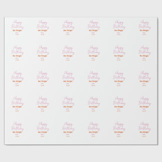 HAPPY BIRTHDAY PINK ORANGE NAME SIMPLE YEAR PLACE WRAPPING PAPER