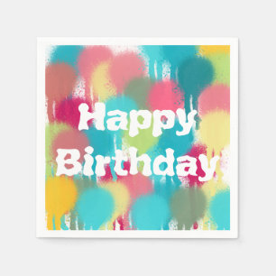 Happy Birthday Pink Paint Party Napkin