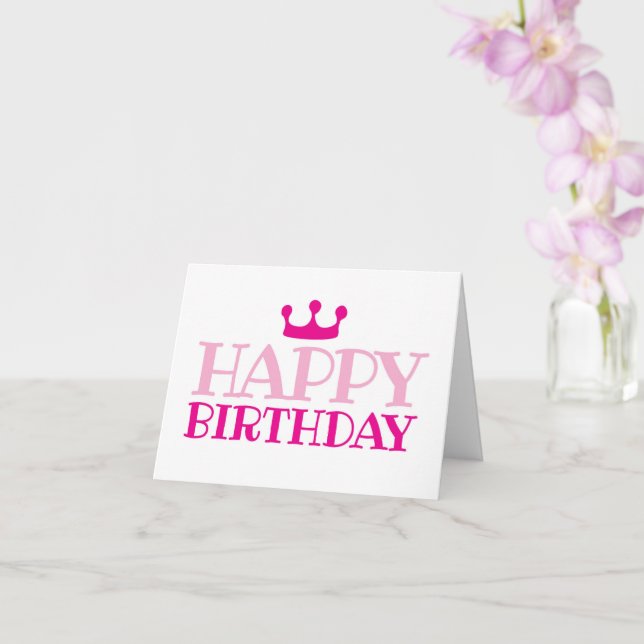  Happy Birthday Pink Princess Girl Folded Card (Orchid)