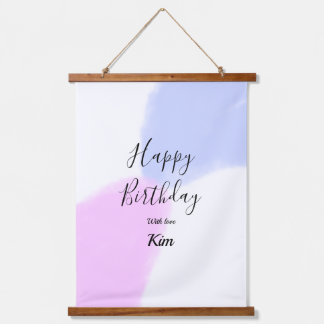 Happy birthday pink purple pastel name simple eleg hanging tapestry