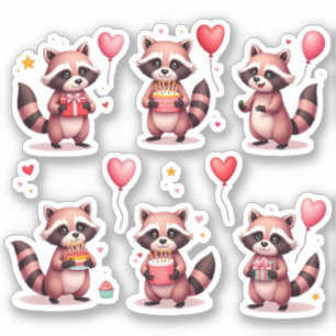 Happy Birthday Pink Raccoons Cake Balloons Gifts -