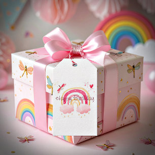 Happy Birthday pink rainbow Gift Tags