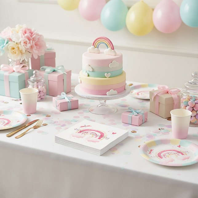 Happy Birthday pink rainbow  Napkin (Creator Uploaded)