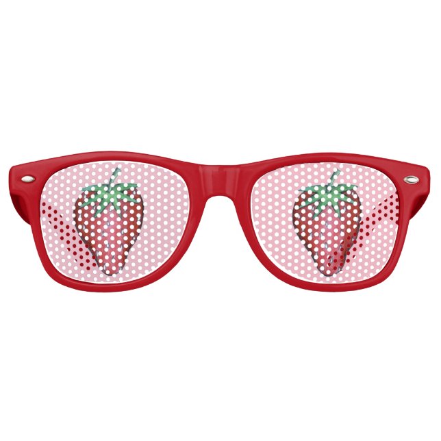 Happy Birthday Pink Red Sweet Strawberry Berries Retro Sunglasses (Front)
