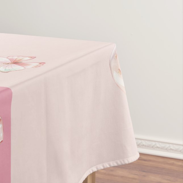 Happy Birthday Pink Ribbon Girls Twins Birthday Tablecloth (In Situ)