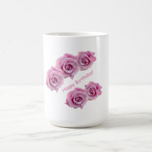 Happy Birthday Pink Roses Coffee Mug