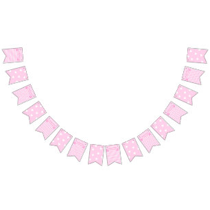 Happy Birthday!   pink Stripes & Hearts Birthday Bunting Flags