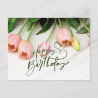 Happy Birthday Pink Tulip Flowers 