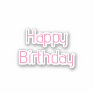 Happy Birthday Pink White Custom Color Simple Cute