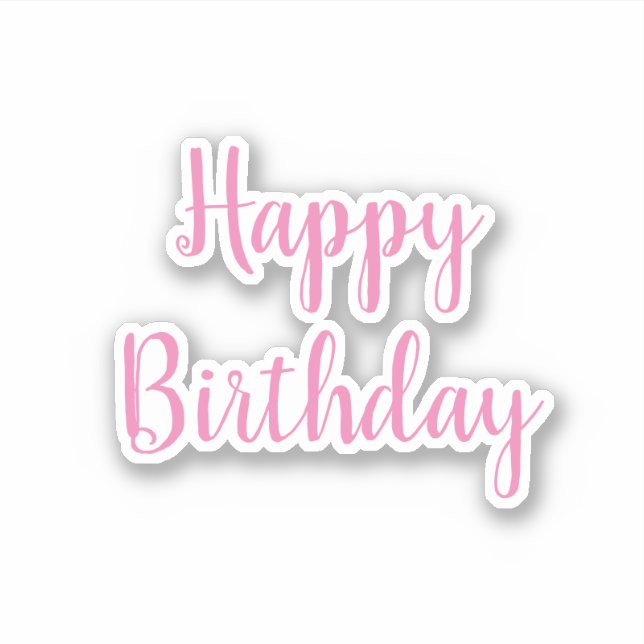 Happy Birthday Pink White Trendy Cool Simple (Front)