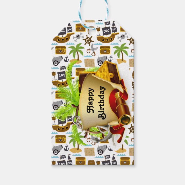 Happy Birthday Pirate  Gift Tags (Front)