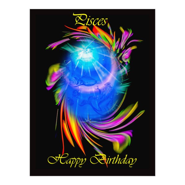 Happy Birthday Pisces - Fish Photo Print (Front)