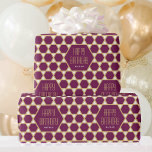 Happy Birthday Plum Star Pattern Personalized Wrapping Paper<br><div class="desc">Stylish birthday wrapping paper featuring a Star of David geometric pattern in pink-purple plum,  white and gold colour. Both the name and the greeting can be customized. Makes a lovely unique gift wrap for family and friends!</div>
