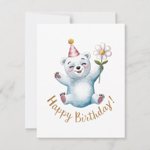 Happy Birthday Polar Bear Holiday Card