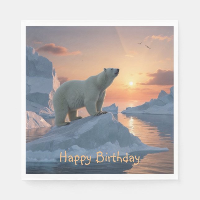 Happy Birthday Polar Bear Napkin (Front)