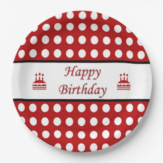 Happy Birthday Polka Dot Paper Plate