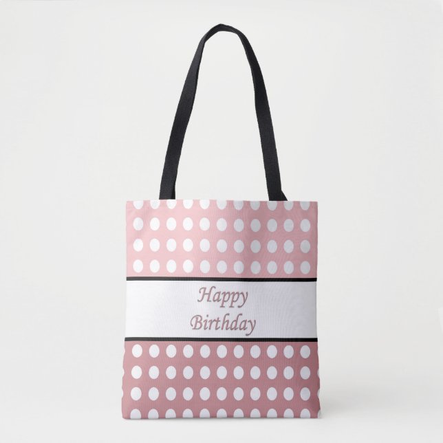 Happy Birthday Polka Dot Tote Bag (Front)
