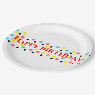 Happy Birthday Polka Dots Paper Plate