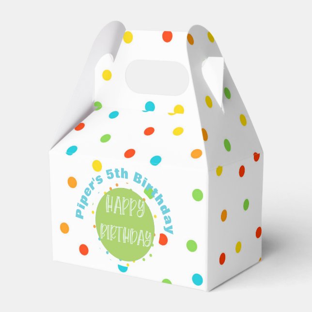 Happy Birthday Polkadot Bright Favour Box Customiz (Front Side)