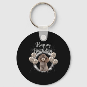 Happy Birthday Poodle Keychain