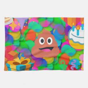 happy birthday poop emoji kitchen towel
