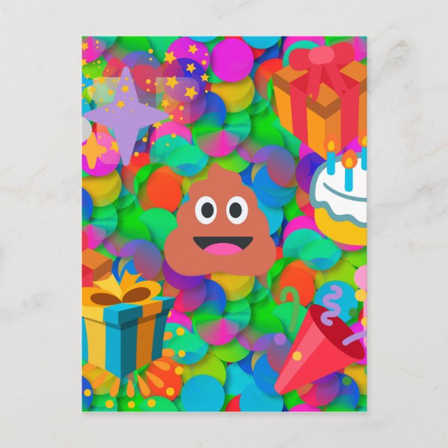 happy birthday poop emoji postcard (Front)