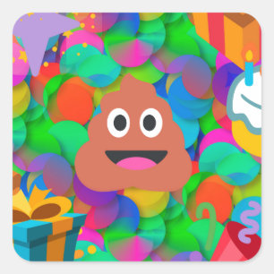 happy birthday poop emoji square sticker