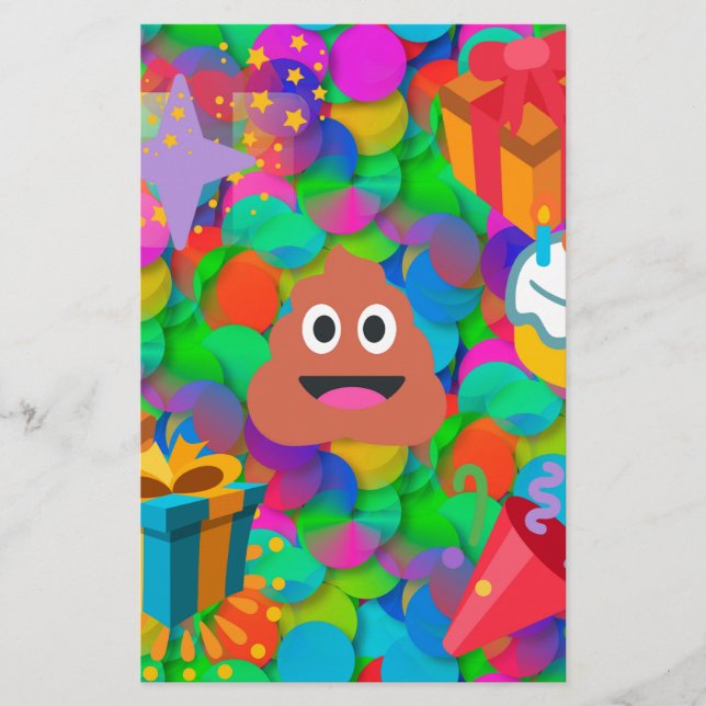 happy birthday poop emoji stationery (Front)