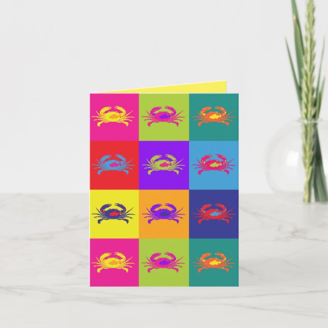 Happy Birthday Pop Art Crabs Multi-Coloured Card (Front)