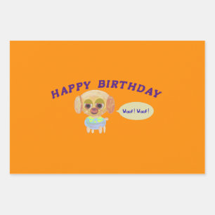 Happy Birthday Popcorn Anime Wrapping Paper Sheet