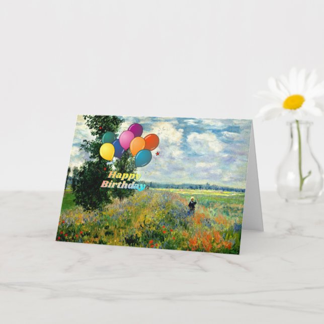 Happy Birthday, Poppy Field, Argenteuil, Card (Small Plant)