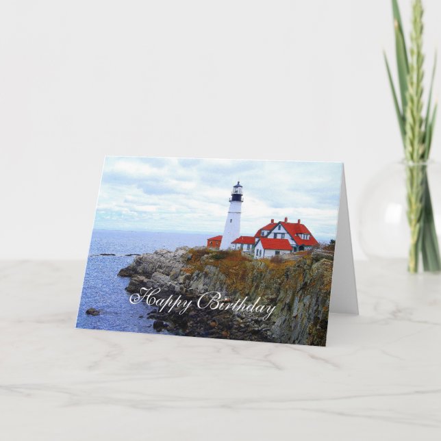 Happy Birthday, Portland Head Light House Card (Front)