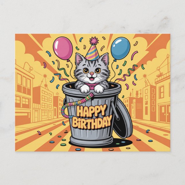 Happy Birthday Poscards Petit Chat 11a Postcard (Front)