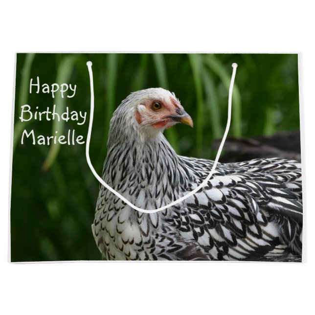 Happy Birthday Posing Chicken Large Gift Bag (Front)