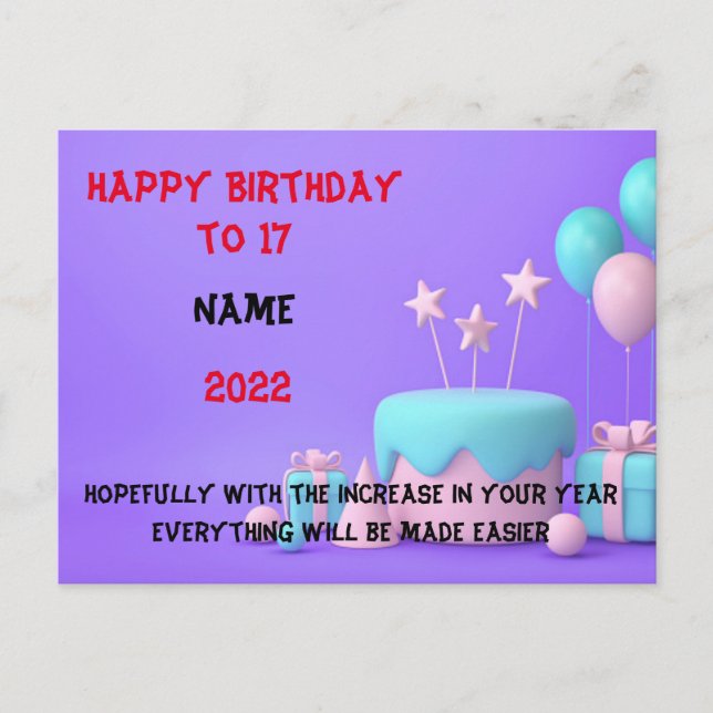  Happy Birthday Postcard (Front)