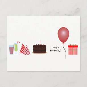 Happy Birthday Postcard - in red