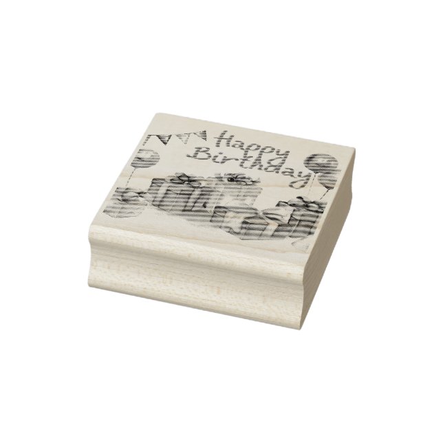 Happy Birthday  Postcard Rubber Stamp (Stamp)