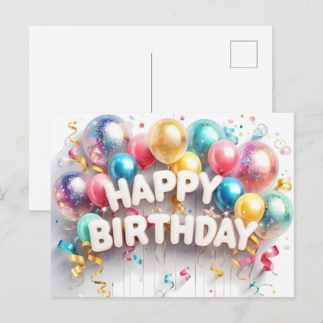 Happy birthday postcards, bulk, affordable postcard (Front/Back)