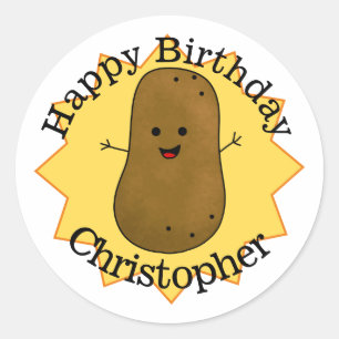 Happy Birthday Potato Personalized Classic Round Sticker