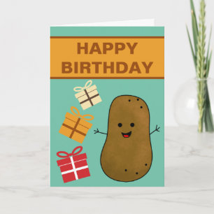 Happy Birthday Potato With Presents  Card