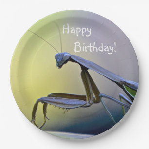 Happy Birthday Praying Mantis Paper Plate